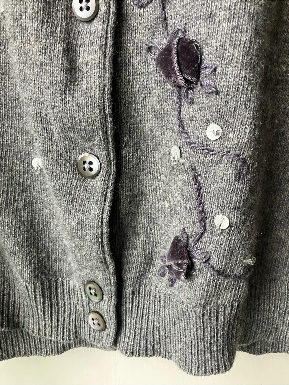 Banana Republic Gray Embellished Button-Front Cardigan